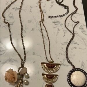 Elegant Gold and Brown Necklace bundle — GENTLY USED!